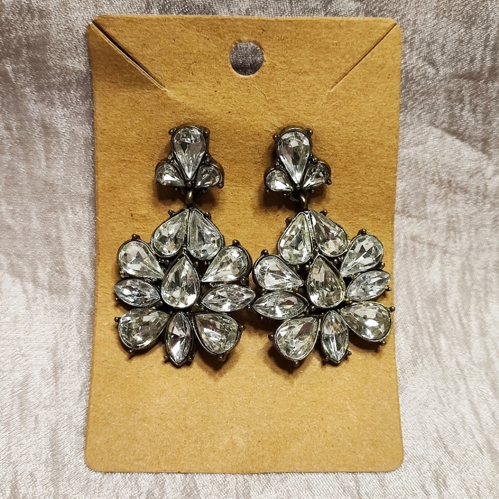 SugarFix Bauble Bar Statement Earrings Pierced Clear Teardrop Navettes Sugar Fix